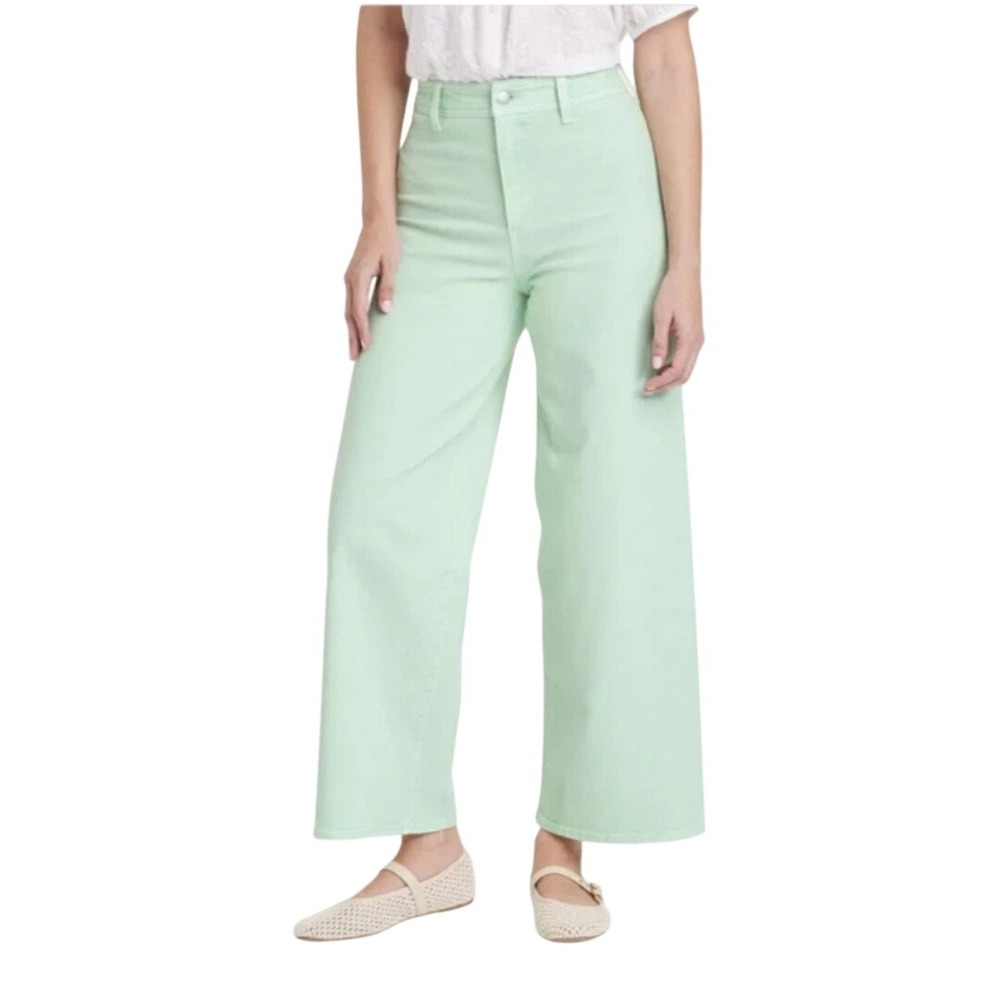 Universal Thread Women's Mint Green High Rise Sailor Wide Leg Ankle Jeans Size 2